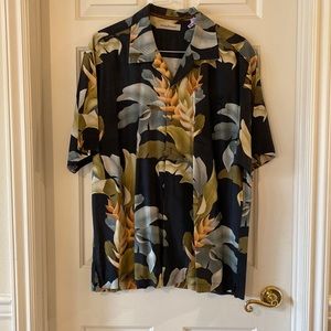 Tommy Bahama 100% Silk Tropical Palm Tree Hawaii Shirt Men's Size XL